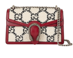 Medium Tweed Dionysus, Fabric/Leather, White/Red, 400249 498879, 3*